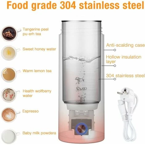 Bouilloire, Bouilloire De Voyage 400 Ml, Mini Bouilloire 3 En 1 Et Mini Thermos, Bouilloire En Acier Inoxydable 300 W Pour Le Thé – Image 5