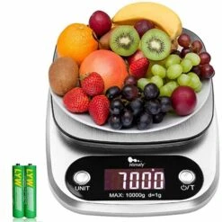 Balance De Cuisine Numérique - De 1 G à 10 Kg - En Acier Inoxydable - Haute Précision - Avec écran LCD Et Batterie Incluse [Classe énergétique A+]