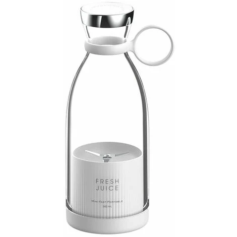 Gourde Blender Portable Sans Fil 350 Ml Pour Smoothies Et Milk Shake Avec Chargeur à Induction Sans BPA (Blanc)