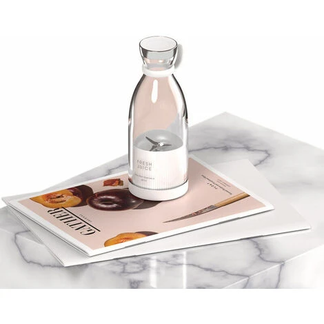 Gourde Blender Portable Sans Fil 350 Ml Pour Smoothies Et Milk Shake Avec Chargeur à Induction Sans BPA (Blanc) – Image 3