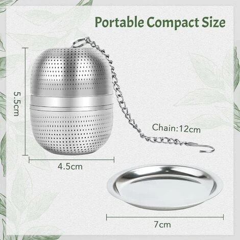 2PCS Boule à Thé, Infuseur à Thé Trou Fin Avec Chaîne Et Couvercle, Boule Filtre à Thé En Acier Inoxydable Pour Thé, épices Et Assaisonnements – Image 2