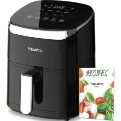 Fabuletta Friteuse Sans Huile 4L, Air Fryer 1680W, Friteuse à Air Chaud Avec 9 Programmes, 65 à 230 °C, Température Réglable, Timer, Airfryer Pour 2-3 Personnes, Panier De Friture Anti-adhérant, Noir