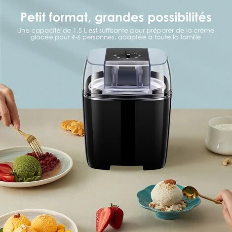 Sorbetiere Amovible Sorbetière à Réfrigération Physique Machine à Glace Avec Grande Capacité 1.5l – Image 2