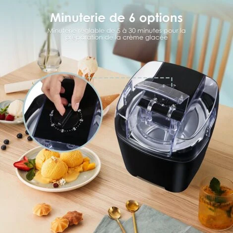 Sorbetiere Amovible Sorbetière à Réfrigération Physique Machine à Glace Avec Grande Capacité 1.5l – Image 3