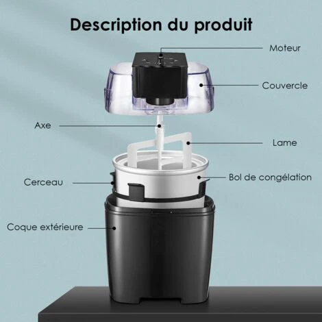 Sorbetiere Amovible Sorbetière à Réfrigération Physique Machine à Glace Avec Grande Capacité 1.5l – Image 5