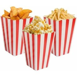 LYCXAMES 20 Pcs Popcorn Boîtes, Petites Boite Bonbon En Papier, Pot Popcorn Rétro Pour Les Fêtes, Anniversaires, Soirées Cinéma Et Soirées Pyjama（Rayé）