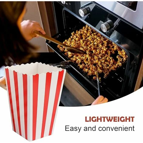 LYCXAMES 20 Pcs Popcorn Boîtes, Petites Boite Bonbon En Papier, Pot Popcorn Rétro Pour Les Fêtes, Anniversaires, Soirées Cinéma Et Soirées Pyjama(Rayé) – Image 3