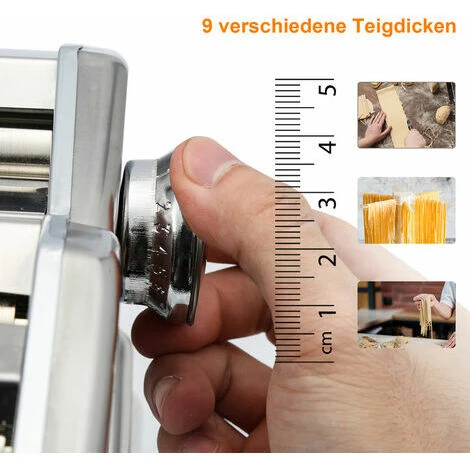 Machine à Pates Manuelle Acier Inoxydable Outil Polyvalent Réglable En épaisseur, Laminoir Et Manivelle - Nouilles Fraches Maison Spaghetti, Lasagnes – Image 5