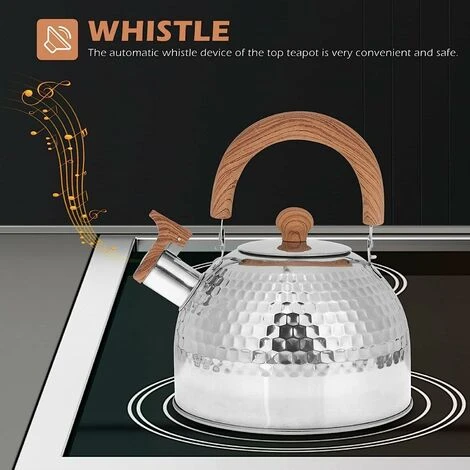Dontodent 2 L Bouilloire à Sifflet,Bouilloire Sifflante,Théière Thé Eau,Théière Design Vintage Avec Poignée,Bouilloire Théière Sifflante Bouilloire A Sifflet Pour Induction Cuisinières Gaz,Faciles à N – Image 2