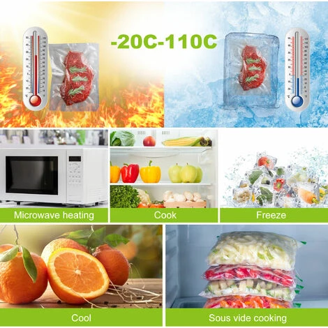 Randaco Rouleaux sous vide,Sacs Sous Vide Alimentaire 4 Rouleaux, 20 X 600 CM Pour Appareil De Mise Sous Vide, Réfrigérateur, Réutilisable – Image 3
