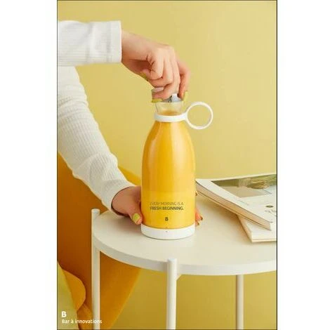 Gourde Blender Portable Sans Fil 380 Ml Pour Smoothies Et Milk Shake Avec Chargeur À Induction Sans Bpa (Blanc) – Image 4