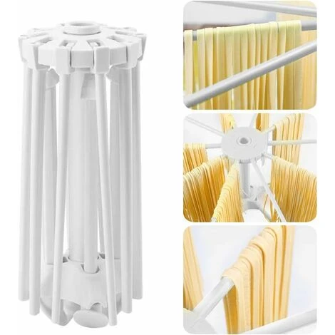 Sechoir Pates Fraiches Pliables Séchoir à Pâte Fraiche 10 Barres Portable, Facile à Ranger, Rapide à Installer (Blanc)… – Image 5