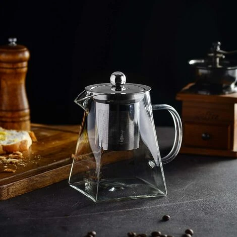 Pot En Verre Avec Passoire En Verre Avec Passoire à Thé En Acier Inoxydable 18/10 Théière En Verre Avec Couvercle - Passe Au Lave-vaisselle - Résistant à La Chaleur Et Transparent – Image 3