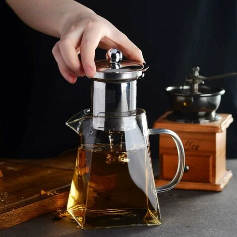 Pot En Verre Avec Passoire En Verre Avec Passoire à Thé En Acier Inoxydable 18/10 Théière En Verre Avec Couvercle - Passe Au Lave-vaisselle - Résistant à La Chaleur Et Transparent – Image 4