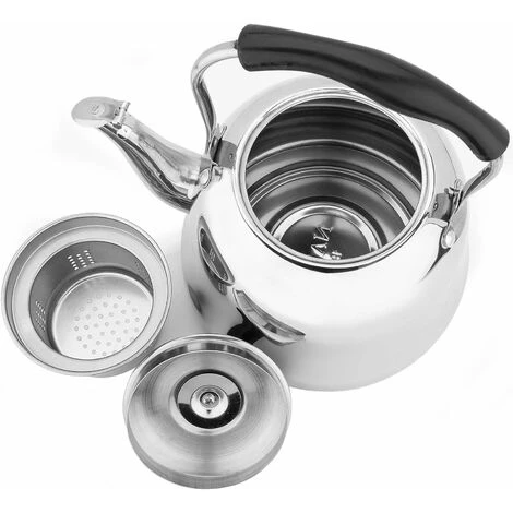 Bouilloire à Thé En Acier Inoxydable De 2 Litres Avec Passoire, Théière Sifflante Pour Bouilloire à Thé Avec Poignée Froide – Image 2