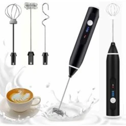 LECHUANG Mousseur à Lait électrique Fouet émulsionneur à Lait USB Mousseurs à Lait à Main Rechargeable Par USB Pour Café Latte Cappuccino