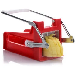 Coupe-frites, Coupe-légumes Professionnel, Coupe-pommes De Terre Blanches, Peut Couper Facilement, Comprend 2 Lames En Acier Inoxydable (ROUGE)